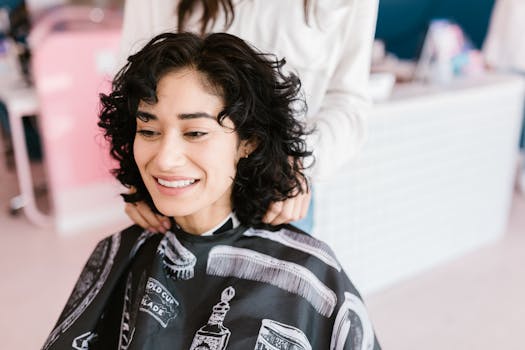 client showing off new hairstyle