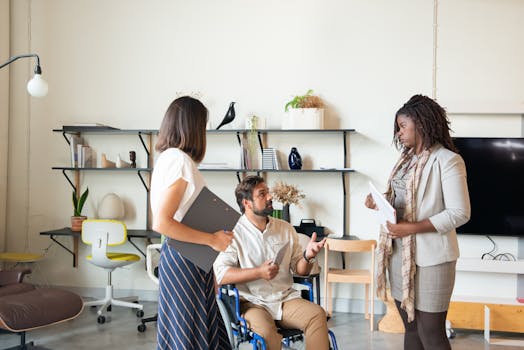 salon staff discussing payroll