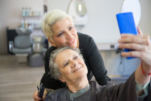 Salon interior with happy clients