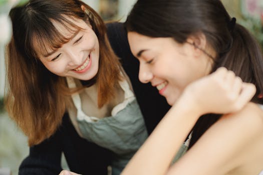 happy salon staff working together