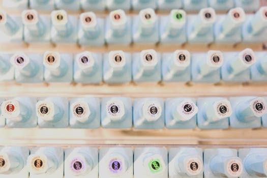 A collection of beauty products used in a salon