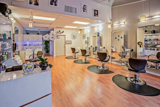 salon interior with customers