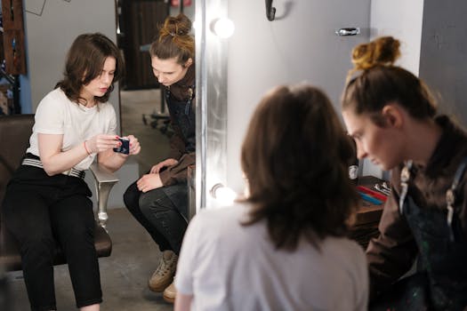 salon interior showing stylist at work