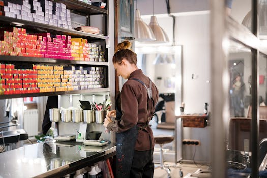 barber tools on a salon counter