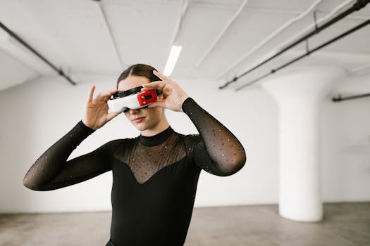 client using a virtual reality headset to try hairstyles