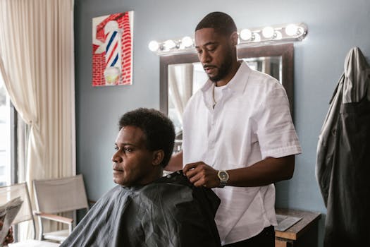 brightly lit salon with a stylist preparing for a photoshoot